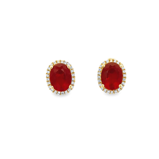 14K Yellow Gold Fire Opal Stud Earrings (2.31ct)