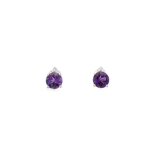 14K White Gold Amethyst Stud Earrings (1.28ct)