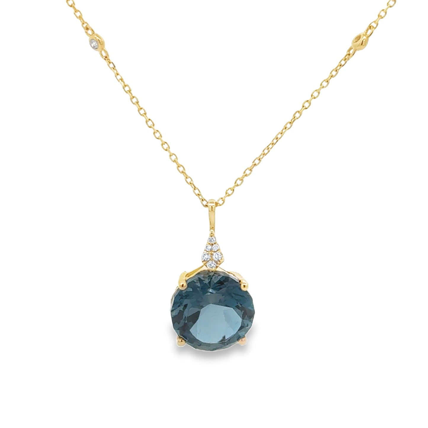 14K Yellow Gold London Blue Topaz Pendant 1 Lb 6.64ct