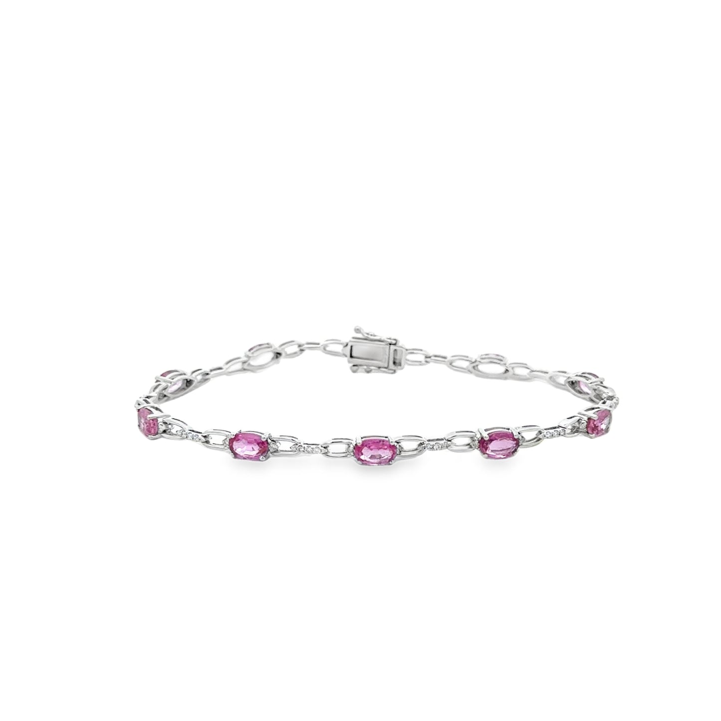 14K White Gold Pink Sapphire Bracelet