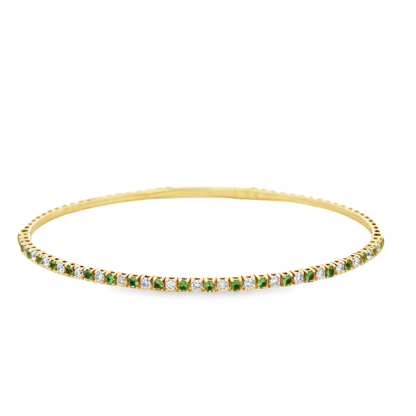 14K Yellow Gold Tsavorite Bangle Bracelet 21 Ts 0.54ct