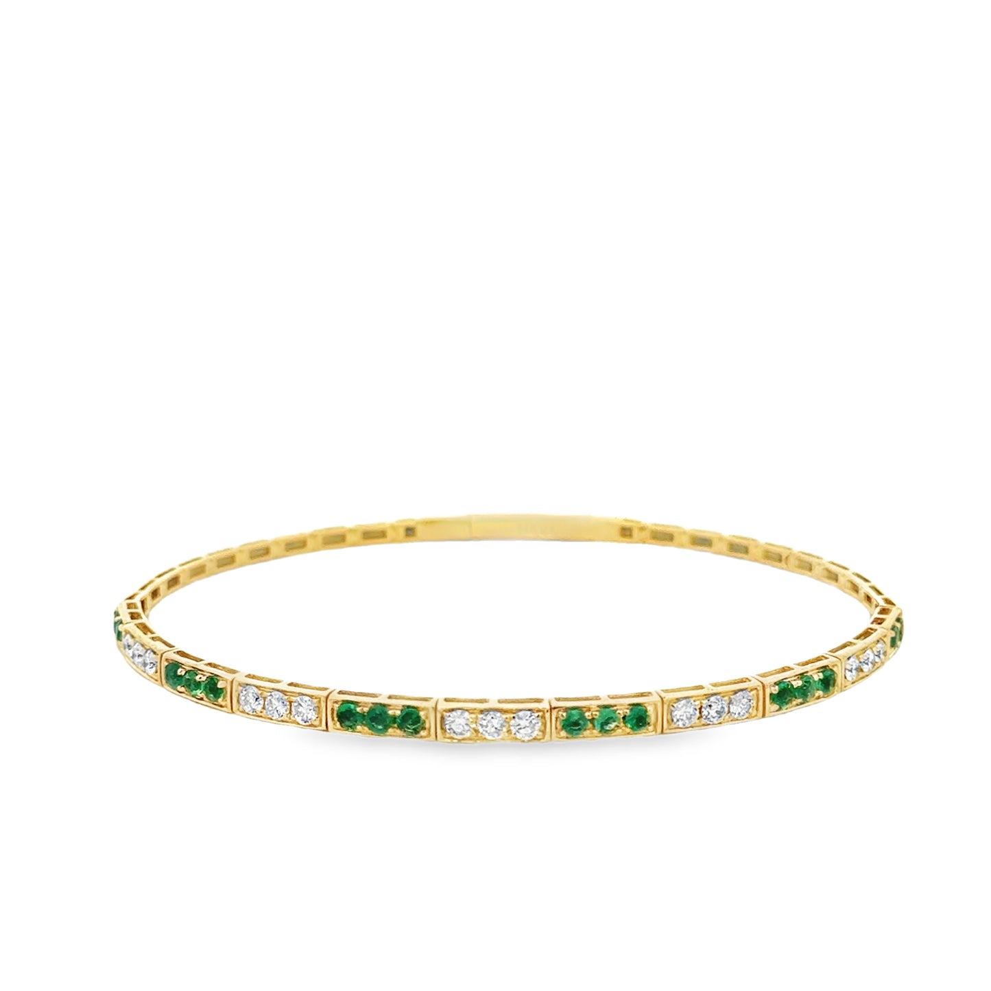 14K Yellow Gold Emerald Bangle Bracelet