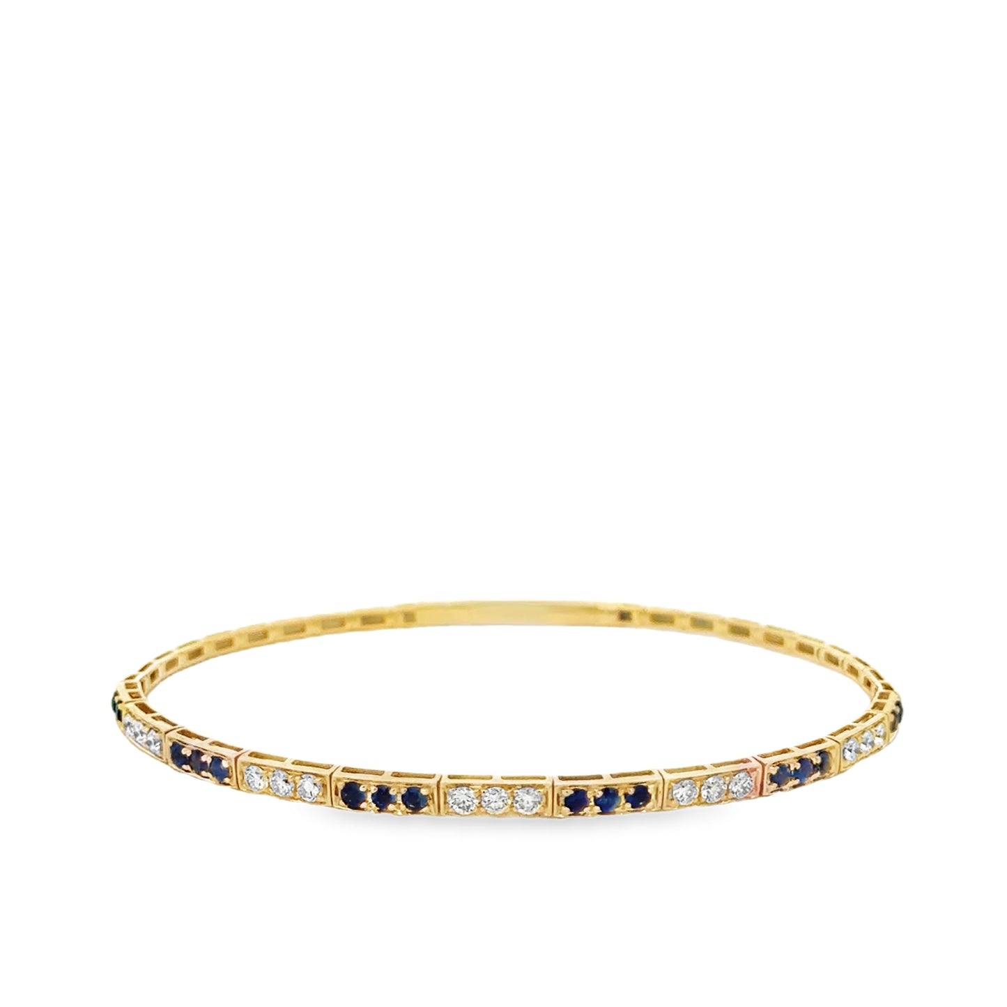 14K Yellow Gold Blue Sapphire Bangle Bracelet
