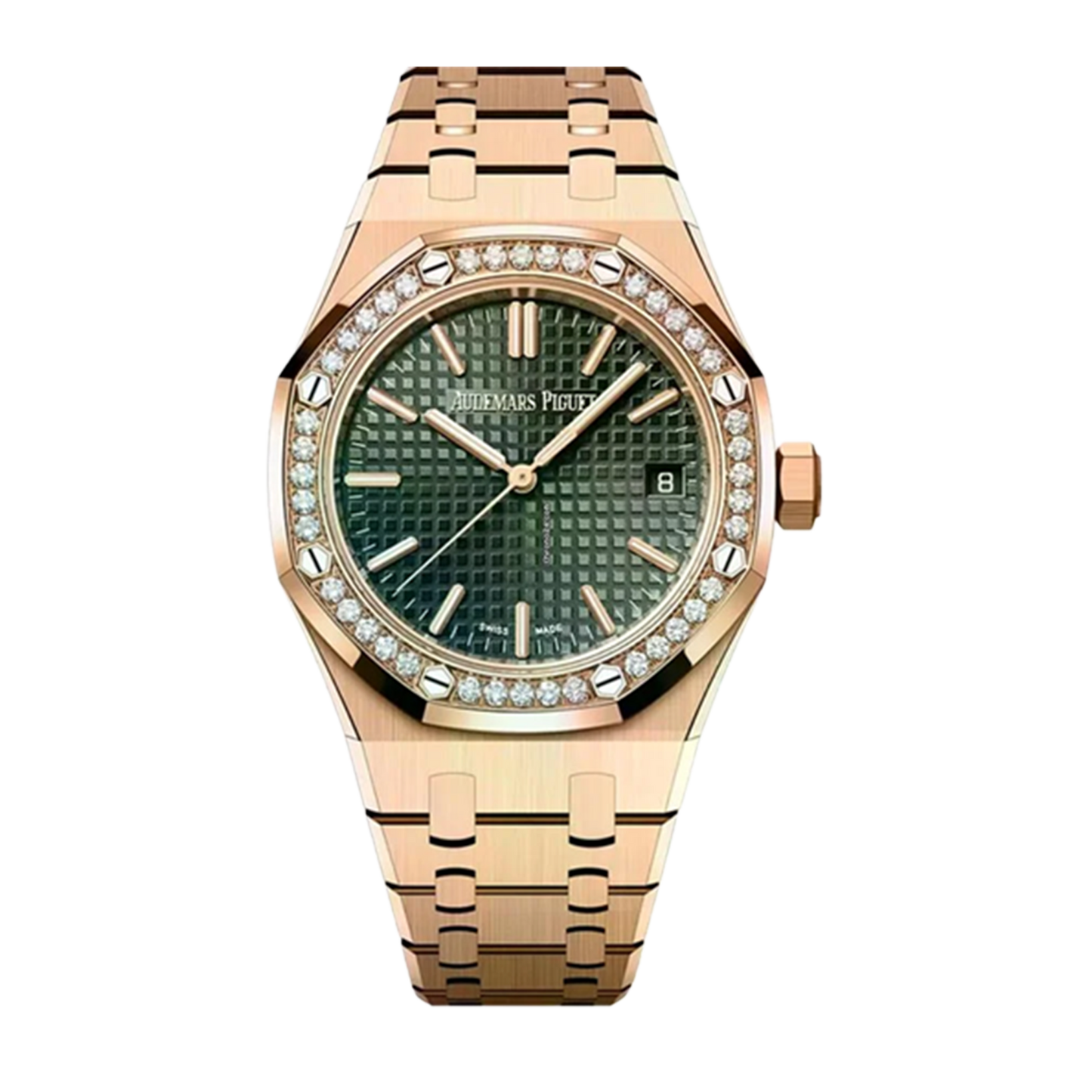 Royal Oak Green Dial Rose Gold Diamond Bezel