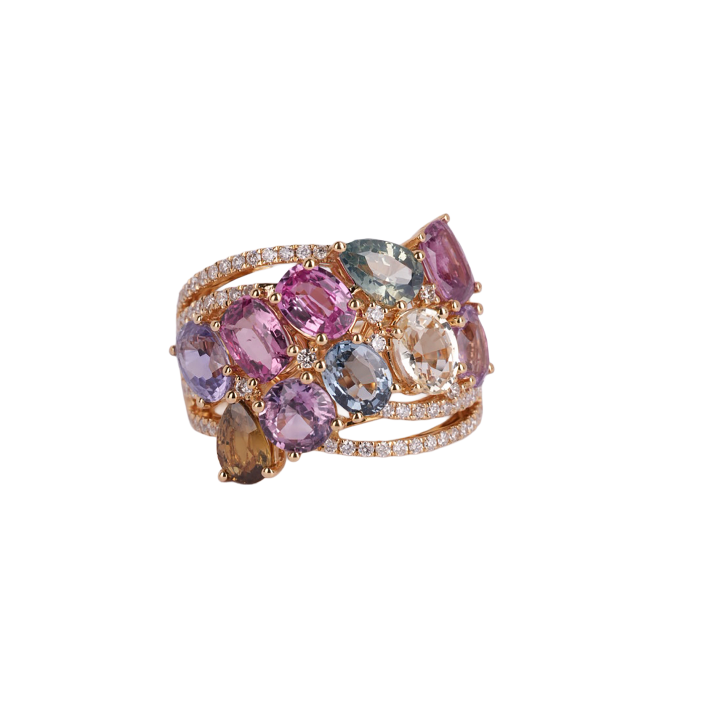 18k Yellow Gold Sapphire & Diamond Ring