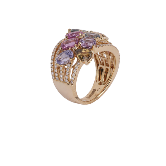 18k Yellow Gold Sapphire & Diamond Ring