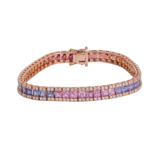 18k Rose Gold Sapphire Tennis Bracelet